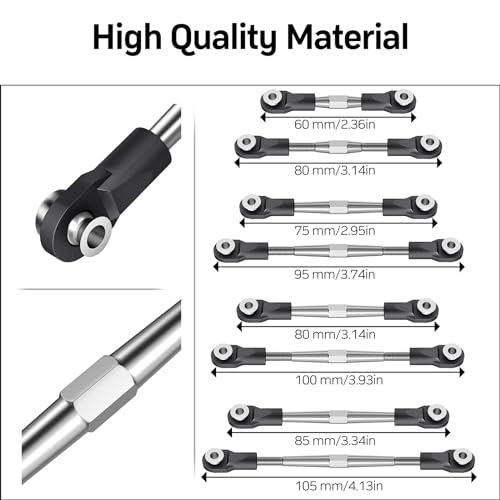 Traxxas 1/10 RC Upgrade 7Pcs Aluminum Adjustable Camber Turnbuckles Black | CNC aluminum camber turnbuckles, fit Traxxas Slash/Hoss/Rustler/Stampede 1/10 RC truck direct hop-up replacement parts