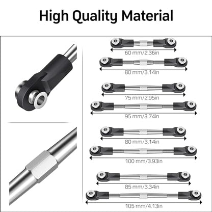 Traxxas 1/10 RC Upgrade 7Pcs Aluminum Adjustable Camber Turnbuckles Black | CNC aluminum camber turnbuckles, fit Traxxas Slash/Hoss/Rustler/Stampede 1/10 RC truck direct hop-up replacement parts