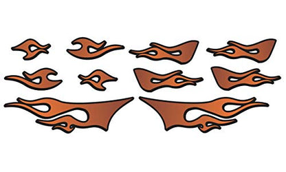 RC car Truck - Tribal Flames - 10pc Body Decal kit - Universal for Arrma Losi HPI Axial Traxxas Redcat Tekno 1/10 1/8 Scale Rock Crawler Stickers (Brown/Orange) - color: Brown/Orange