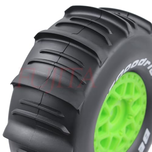 fujita 1/7 1/8 RC Off-Road Truck tyre Set Desert Beach Snow tyre 140mm OD for TRX UDR 85086-4 ARRMA Mojave EXB YK4072 4073 YKDF7 TB7 /17mm hex (Green) - color: Green