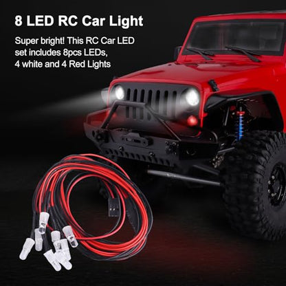 HobbyPark RC Car 8 LED Light Kit Headlights Taillight LEDs Accessories for Traxxas Slash Rustler Arrma Axial SCX10 Redcat RC4WD HPI Truck Tamiya Crawler Body Parts