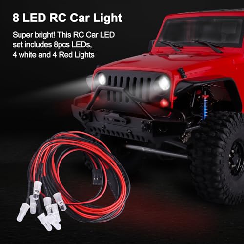 HobbyPark RC Car 8 LED Light Kit Headlights Taillight LEDs Accessories for Traxxas Slash Rustler Arrma Axial SCX10 Redcat RC4WD HPI Truck Tamiya Crawler Body Parts