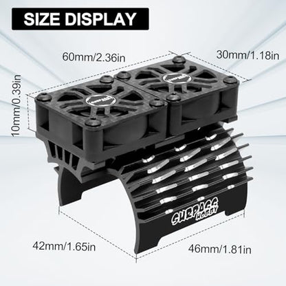 OGRC Dual 30mm RC Cooling Fans 27000 RPM 1/7 1/8 40/42mm Dia Motor Heatsink | Metal Cover, Fits 4068 4274 Series Brushless Motor