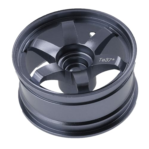 REDSPIDER • Aluminum 1/10 RC Drift Wheels 12mm Hex for 1:10 Rally Racing Car Tires Tamiya TT01 TT02 XV01 TA06 A959 PTG2 HPI KYOSHO HSP PTG2 Touring Street Tyres 4pcs (Titanium) - color: Titanium