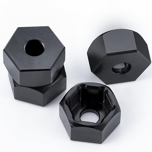 4PCS 5mm to 7mm Wheel Hex Hub Adapters for 1/10 WPL D12 | RC Truck Car 1/24 SCX24 RC Upgrades Accessories Black