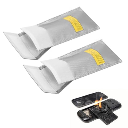 Lithium Battery Fireproof Explosion Proof Bag, 2PCS Storage Guard Safe Pouch Fire Retardant Lipo Bags for Airplane Model Battery