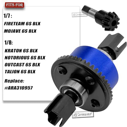 43T Differential Active with 10T Input Gear Upgrades Part for 1/7 Fireteam Mojave 1/8 Karton Notorious Outcast Talion,Metal Diff Set Hops Up,Replace #ARA310957,Navy Blue - color: Navy Blue(43T-10T)