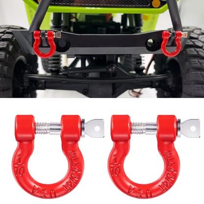 RCHUBAM Aluminum RC Climbing Trailer Tow Hook 2Pcs U-Shaped RC Rescue Tow Hook D Shackles Compatible with 1/10 Crawler Car Axial SCX10 TRX-4 Decoration Parts/Accessories, Red