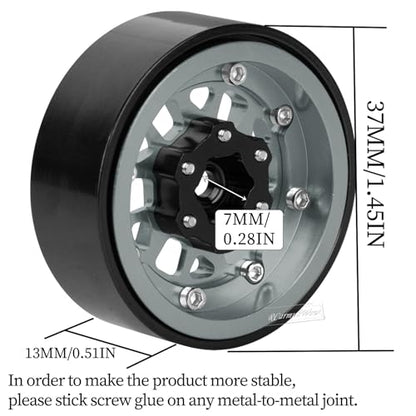 RC 1.3" Beadlock Wheels 1.3 rc Wheels for RC Crawler 1/18 TRX4M,1/24 SCX24,Alloy Aluminium 1.3 Beadlock Wheels 1.3 rc Rims,4pcs,Titanium - color: Titanium(4pcs)