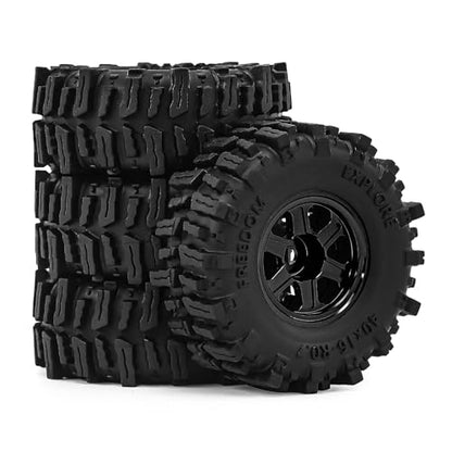 0.7 Inch RC Crawler Tires and Wheels Set 40×16mm for 1/30 Scale Axial SCX30 (Black) - color: Black