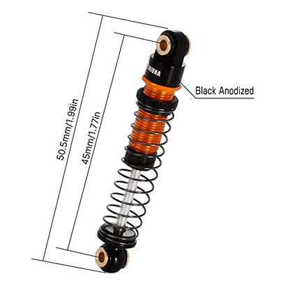 INJORA 45mm Aluminum Threaded Oil Shock Absorbers for 1/24 FMS FCX24 (Gold) - color: Gold