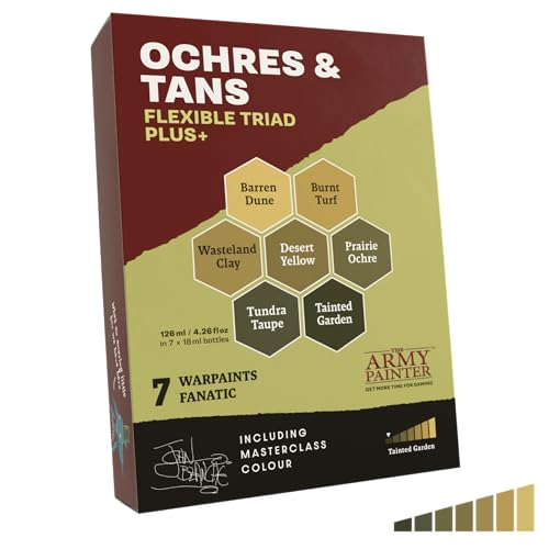 The Army Painter, Warpaints Flexible Triad Plus+: Ochres & Tans 7x18ml | Colori acrilici hobby di qualità miniatura, per Dungeons and Dragons (DnD) e Warhammer - color: Ochres & Tans