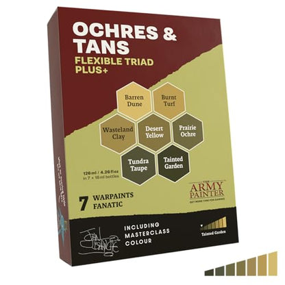 The Army Painter, Warpaints Flexible Triad Plus+: Ochres & Tans 7x18ml | Colori acrilici hobby di qualità miniatura, per Dungeons and Dragons (DnD) e Warhammer - color: Ochres & Tans