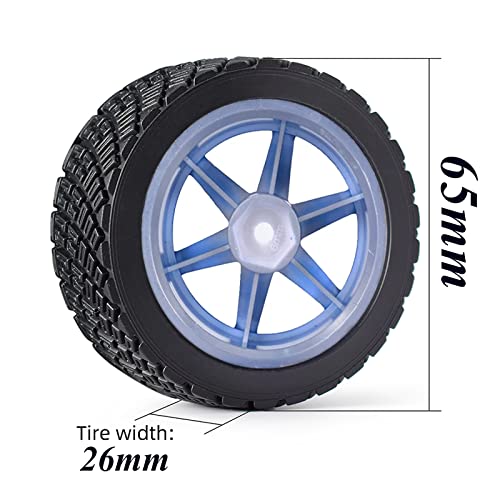 4PCS 65mm RC Rally Car Rubber Tires and 6-Spokes Wheel Rims 12mm Hex Compatible with 1/10 RC On-Road Rally Racing Car HSP Tamiya Sakura HPI WR8 HSP TT02 WLtoys (Blue) - color: Blue