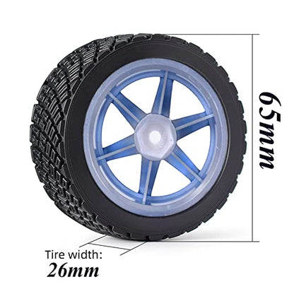 4PCS 65mm RC Rally Car Rubber Tires and 6-Spokes Wheel Rims 12mm Hex Compatible with 1/10 RC On-Road Rally Racing Car HSP Tamiya Sakura HPI WR8 HSP TT02 WLtoys (Blue) - color: Blue