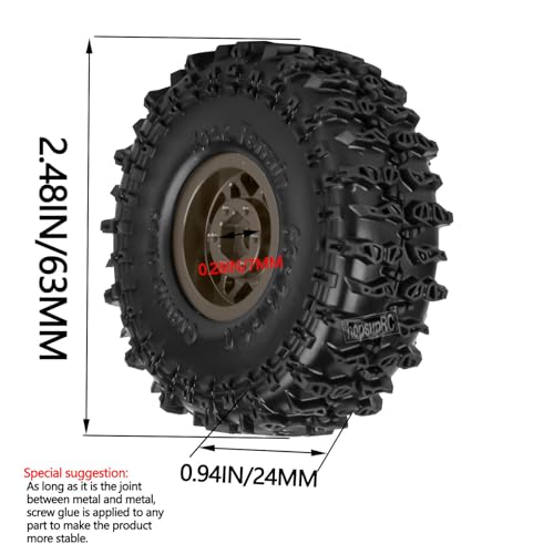 for SCX24 TRX4M 1/24 1/18 RC Crawler Car,Aluminum 1.0" Beadlock Wheel Tires Hub Rim 4PCS 1.0in Beadlock Heavy Duty Rim,Brown - color: (4PCS）Brown