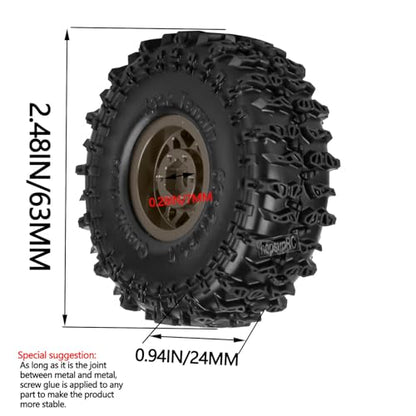 for SCX24 TRX4M 1/24 1/18 RC Crawler Car,Aluminum 1.0" Beadlock Wheel Tires Hub Rim 4PCS 1.0in Beadlock Heavy Duty Rim,Brown - color: (4PCS）Brown