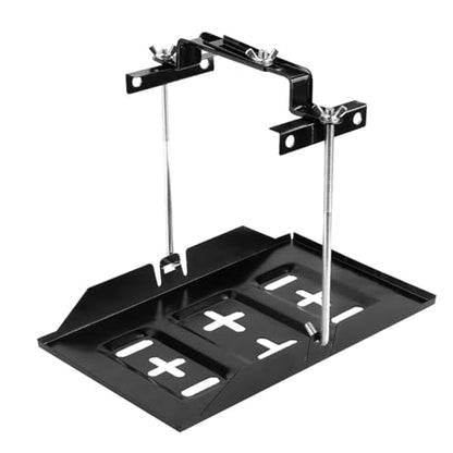 Battery Hold Down Tray Kit Metal Battery Tray Holder with Adjustable Bracket Clamp for Cars Boats Marine - size: 10.63-inch Bolt with 11-inch Battery Tray