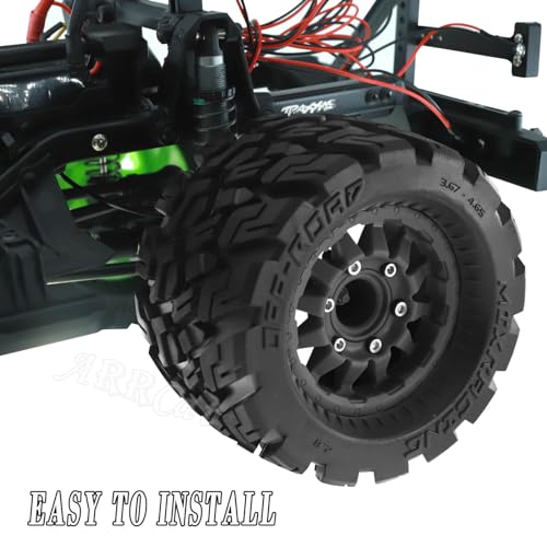 RC Truck Tires Wheel for 1/10 Big Rock Granite Vortek/Stampede Rustler Hoss/L0s1 Rc 4wd,RC Wheels Tires 12mm/14mm Hex,Black - color: Black - Rc Tires Wheel