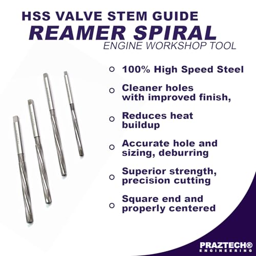 PRAZTECH® HSS Valve Stem Guide Reamer Spiral Fixed | DIY | Motorcycles | ATVs | Boat | Quad | Cars | Trucks | Engine Workshop Hand Tool (Set of 7pcs 4mm to 7mm)