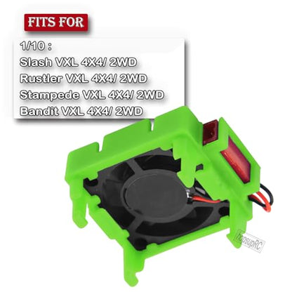VXL-3s ESC Motor Cooling Fan Upgrades Part for 1/10 Slash/Rustler/Stampede VXL 4X4 2WD,High Velocity Fan Heatsink Hops Up,Replace #3340,Green - color: Green/for 2wd4wd