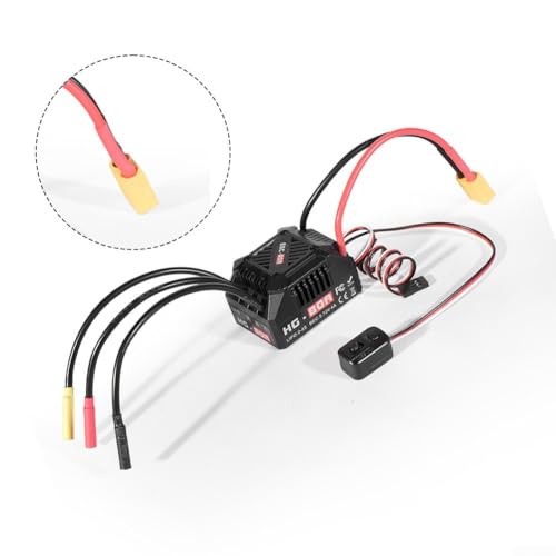 HG-80A 80A Sensorless Brushless ESC Waterproof Dustproof Design with Adjustable Brake and Throttle Settings for 1/10 Scale RC Buggy Truck On-Road Off-Road Models(B) - size: size:b