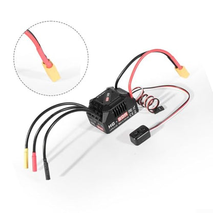 HG-80A 80A Sensorless Brushless ESC Waterproof Dustproof Design with Adjustable Brake and Throttle Settings for 1/10 Scale RC Buggy Truck On-Road Off-Road Models(A) - size: size:a