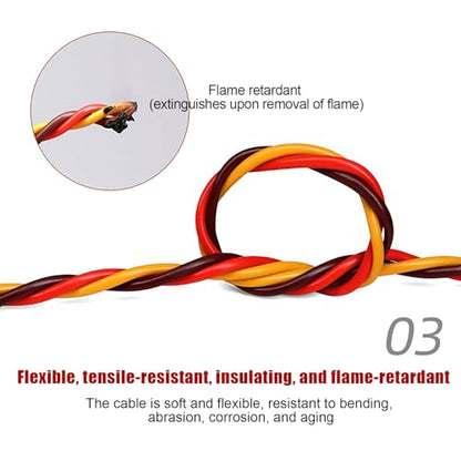 RC Servo Extension Wire 26AWG 22AWG Twisted Cable Tinned Copper Signal Line Silicone Insulated Flexible Lead for RC Plane Car Boat Model Electronics(Black-red-White(26AWG),50FT) - color: Black-red-white(26AWG), size: 50FT