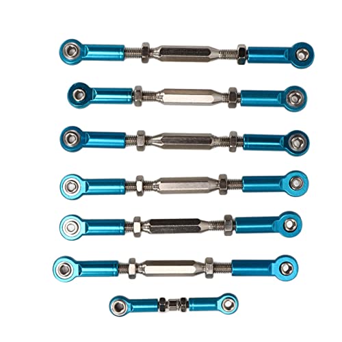 RC Car Push Rod Set, Aluminum Alloy Adjustable Turnbuckle Rod Linkage Upgrade Parts for Slash 1/10 Short Course (Blue) - color: Blue