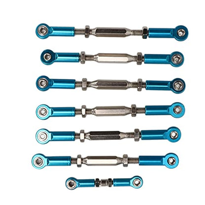 RC Car Push Rod Set, Aluminum Alloy Adjustable Turnbuckle Rod Linkage Upgrade Parts for Slash 1/10 Short Course (Blue) - color: Blue