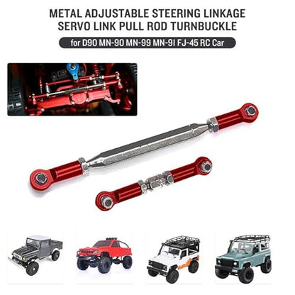 Compatible with MN for D90 for D99 for MN-90 for FJ-45 for 1/12 RC Car Crawler Metal Adjustable Steering Linkage Servo Link Pull Rod Turnbuckle RC Car Repair Kit
