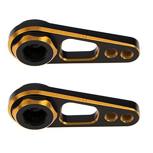 2Pack Vgoohobby Aluminum Alloy RC Double Hole 25T Steering Servo Arm Horn Compatible with Recat Axial SCX10 90046 Traxxas TRX-4 1/10 RC Crawler Climbing Car (Gold-Black) - color: Gold-black