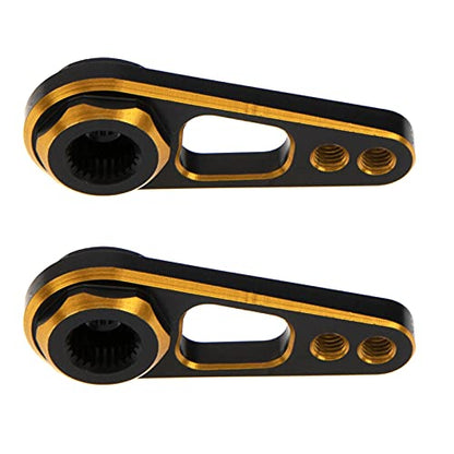 2Pack Vgoohobby Aluminum Alloy RC Double Hole 25T Steering Servo Arm Horn Compatible with Recat Axial SCX10 90046 Traxxas TRX-4 1/10 RC Crawler Climbing Car (Gold-Black) - color: Gold-black