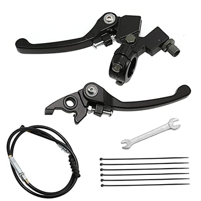 MDEOOSKY 7/8 Folding Clutch Brake Lever Perch with Clutch Cable (Black) | For 110/125/140/150cc SSR125 RFZ YZ Ruckus TaoTao DB17/27 Apollo DBX15/18/19 Z20 Xmotos Thumpstar Kayo Piranha Pit Dirt Bike - color: Black