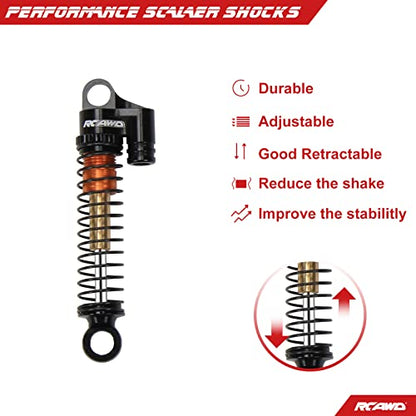 RCAWD RC Shocks Parts for FMS EAZYRC ROC HOBBY FCX24 1/24 & 1/18 Crawlers Upgrades, Front & Rear Shock Absorber Damper Aluminum Adjustable #C3002 Black - color: Black