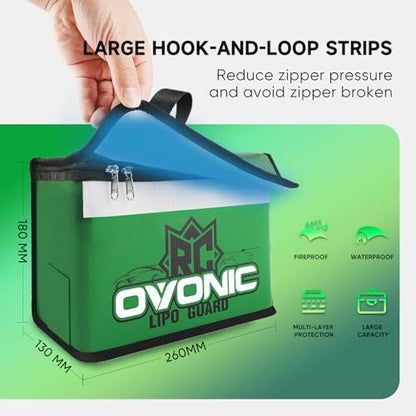OVONIC Lipo Safe Bag Fireproof Explosionproof Bag, Large Capacity for Lipo Battery Charge & Storage - size: 1 Count (Pack of 1)