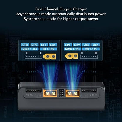 2.4in LCD Display Dual Channel Output Charger 500W DC Smart Battery Balance Charger Lithium Battery