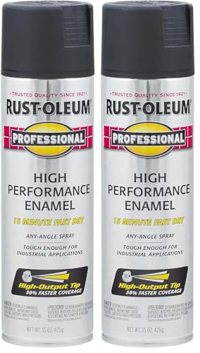 Rust-Oleum 7578838 Professional High Performance Enamel Spray Paint, 15 Oz, Flat Black (Pack of 2) - color: Flat Black, size: 15 Ounce (Pack of 2)