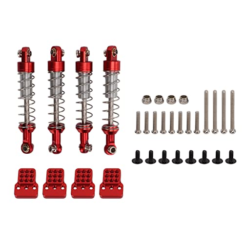 OUKENS RC Shock Absorber Set, 4Pcs Metal Red Adjustable Oil Shocks for 1/18 1/16 RC Crawler, Compatible with TRX4M, WPL C14 C24, MN D90, Axial Capra Upgrade Parts - color: Red
