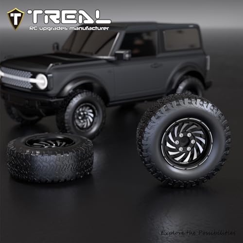 TREAL 1.9 Beadlock Wheels - Cyclone Style CNC Machined Aluminum Rims (4-Pack) for 1/10 RC Crawlers TRX4, SCX10 III, and Ascent(Black) - color: Black