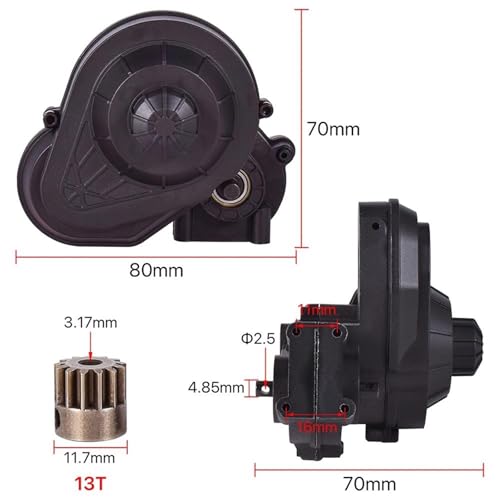 RC Car Parts for Axial for SCX10 II 90046 Complete Gearbox Transmission Gears Set 1/10 RC Crawler Car Upgrades Part 3.17mm Motor Shaft Replacement(Black) - color: Black