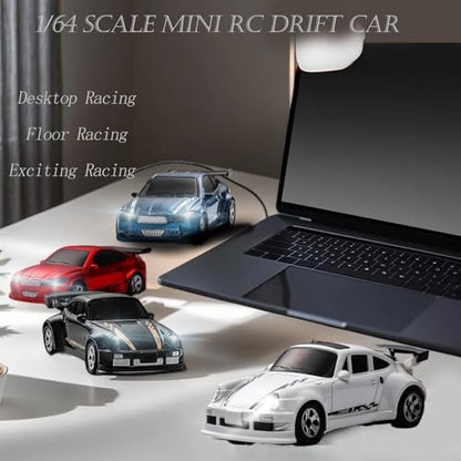 RC Drift Car, 1/64 Mini RC Remote Control Car, 2.4GHz Full Proportional RTR High Speed Micro Sports Racing Drift, 4WD HobbyFast Race Vehicle with Lights, Model Toys Gift for Kids, Boys, Adults - color: Green