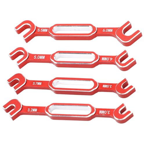 CCYLEZ Turnbuckle Nut Wrench, High Strength Aluminum Alloy RC Car Wrench Set for Drift Cars and RV Repairs (4PC, Red) - color: Red