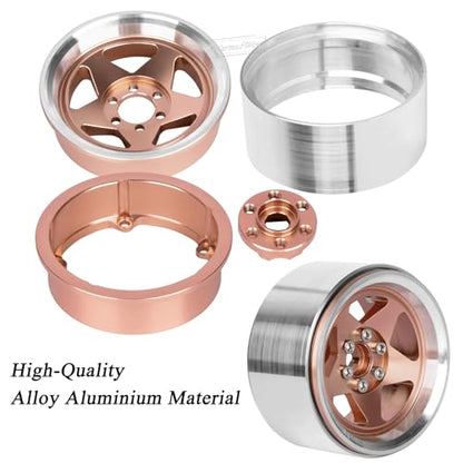 RC 2.2"" Beadlock Wheels and Tires for 1/8 1/10 RC Crawler SCX10 III 90046 TRX4 D90,2.2in Beadlock RC Rims 2.2in RC Beadlock Tires,4pcs,Bronze, Bronze(4pcs) - color: Bronze(4pcs)