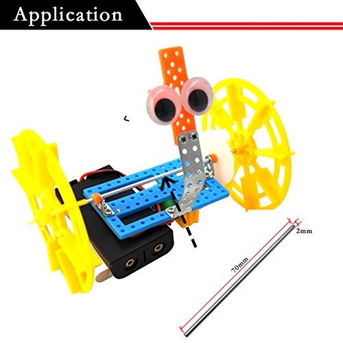 EUDAX 100Pcs STEM Toys Shaft Round Rod Axles for DIY Toy RC Car Boat Helicopter Model Part (2mmx70mm)