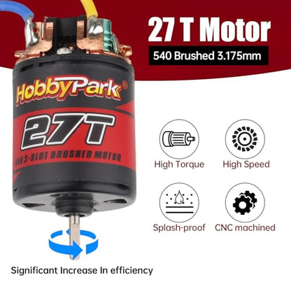 HobbyPark 27T Motor 540 Brushed 3.175mm Shaft Electric Engine w/Heatsink for 1/10 RC Crawlers Rock Racers Cars