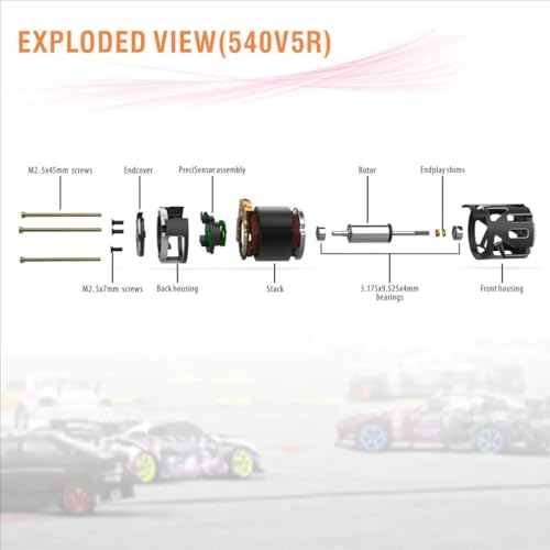 Rocket-RC 540 V5R Sensored Brushless Motor 6.5T 8.5T 10.5T 13.5T 17.5T 21.5T 25.5T for 1/10 1/12 Scale F1 Drift RC Racing Car (Black 10.5T Modified) - color: Black 10.5T MODIFIED
