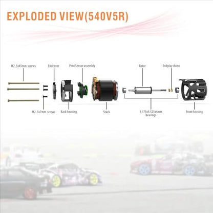 Rocket-RC 540 V5R Sensored Brushless Motor 6.5T 8.5T 10.5T 13.5T 17.5T 21.5T 25.5T for 1/10 1/12 Scale F1 Drift RC Racing Car (Black 10.5T Modified) - color: Black 10.5T MODIFIED