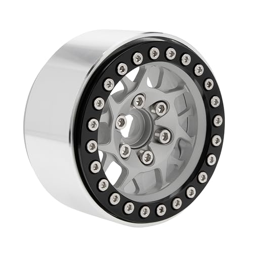 MEUS RACING 1.9 Beadlock Wheels Rims Deep-Dish Wheel for Axial SCX10 Traxxas TRX4 Vanquish VS4-10 Redcat Gen8 1/10 RC Crawler Upgrades (Style B, Silver) - color: Style B, Silver