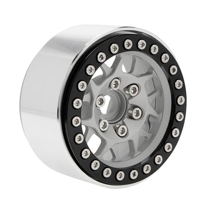 MEUS RACING 1.9 Beadlock Wheels Rims Deep-Dish Wheel for Axial SCX10 Traxxas TRX4 Vanquish VS4-10 Redcat Gen8 1/10 RC Crawler Upgrades (Style B, Silver) - color: Style B, Silver